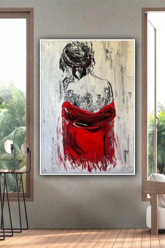 Richter StyLe Abstract Original Oil Painting On Canvas 70x50cm Morning Nude Red