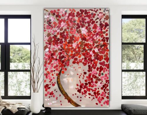 Van Gogh style Cherry blossom Original Abstract Oil Painting On Canvas 76x50cm