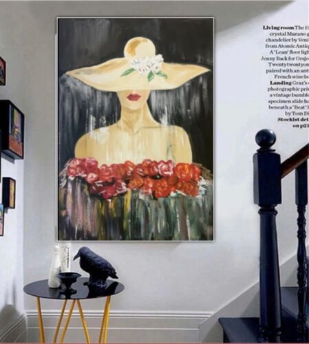 Richter StyLe Original Oil Painting On Canvas 102x70cm Woman In The Rain Vogue portrait