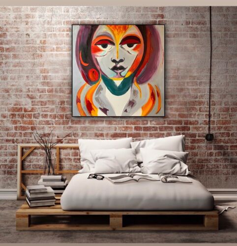 Abstract Original Oil Painting On Deep Canvas 60x60cm Morfeo portrait