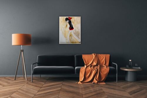 L S Lowry StyLe Abstract Oil Painting On Canvas 50 X 40cm Figurative Mini Skirt