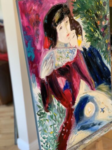 Marc Chagall Impressionist Style Oil Painting On Canvas 50x70cm ‘Les Amoureux’ study