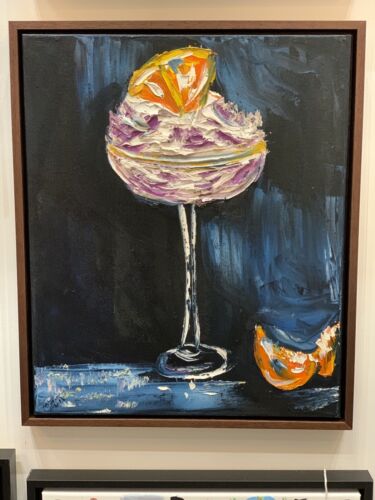 Framed Abstract Original Oil Painting on 50x40cm canvas textured Cocktail time