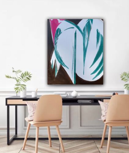 Lee Krasner Abstract Original Large Oil Painting On Canvas 70x60cm Rising Green study