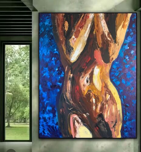 Large Abstract Original Oil Painting On 100x77cm canvas Sculpture Nude Unframed