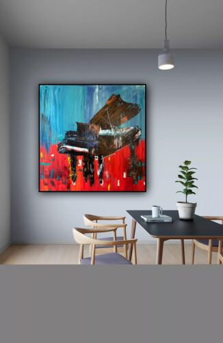 Richter Style Original abstract Oil Painting On Canvas 90X90cm Grand Piano Music