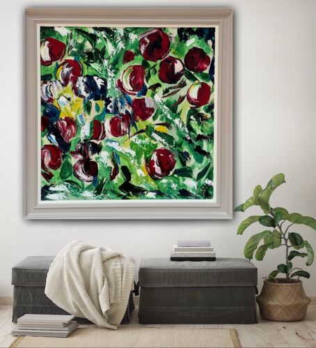 Framed Original Anstract Oil Painting On Canvas 71x71cm Apple Tree 2 Texture Oka