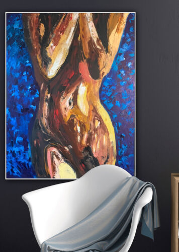 Large Abstract Original Oil Painting On 100x77cm canvas Sculpture Nude Unframed