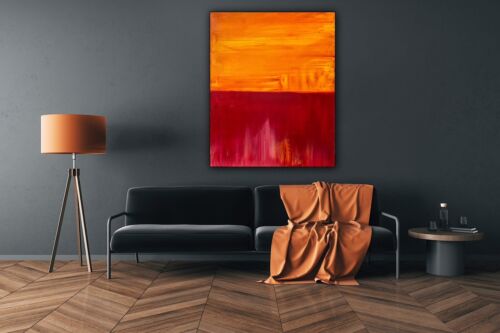 MarK Rothko Style Rustic Abstract Original Oil Painting On Canvas 50x40cm Red