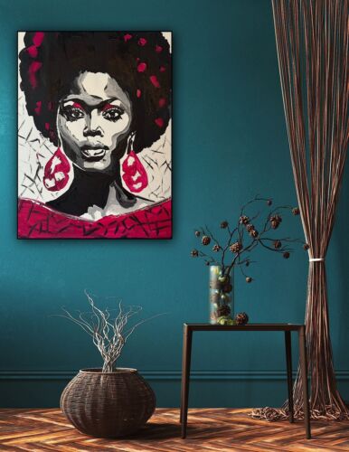 Oka Contemporary Abstract Original Oil Painting 60x45cm Shades Of Grace Woman portrait