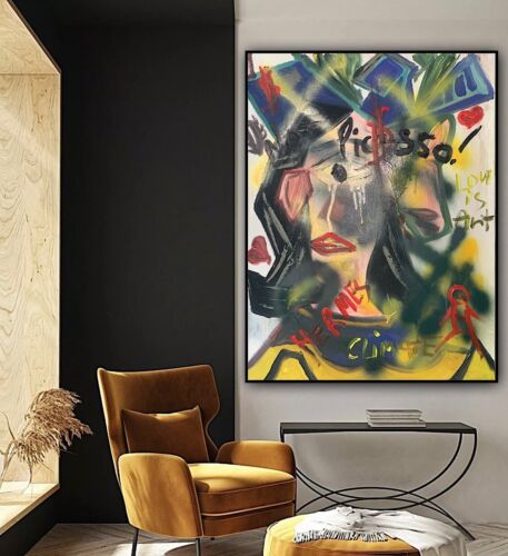 Richter Original Abstract Oil Painting On 4cm Canvas 47x60cm Graffiti Street Art