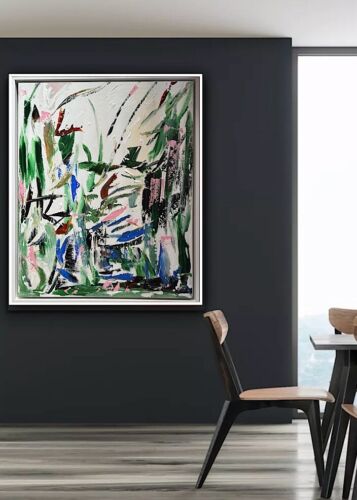 Framed Oka Contemporary Abstract Original Oil Painting Whispers Of The Wind II floral