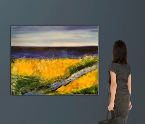 Richter Style Abstract Original Oil Painting On 2cm Canvas 60x76cm Lake District seaside