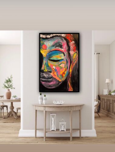Impressionist Original Abstract Oil Painting On Canvas 90x60cm Buddha Art Happy
