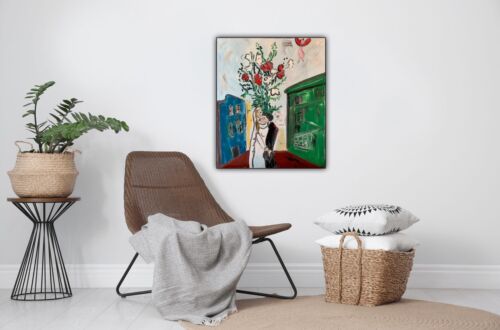 Marc Chagall Rare Abstract Oil Painting On Large Canvas 50x60cm Wedding In Tate