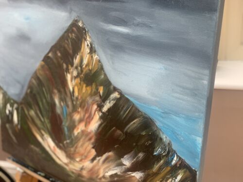 Richter Original Abstract Oil Painting On 1.8cm Canvas 50x60cm Mountain Peak Art