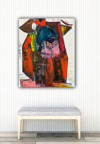Original abstract Cubism style Oil Painting On Deep 2cm Canvas 50x60cm Owl Tate