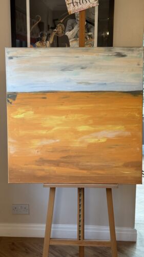 Richter StyLe Abstract Original Oil Painting On Canvas 90x90cm Gold Sands Sea