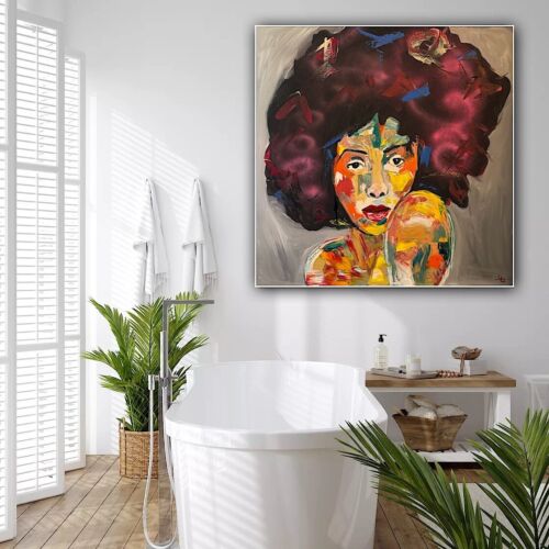 Oka Contemporary Abstract Original Oil Painting 80x80cm Canvas Woman Portrait