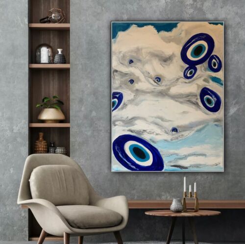 impresionist Abstract Original Oil Painting 2cm Canvas 47x60cm Eye In The Sky