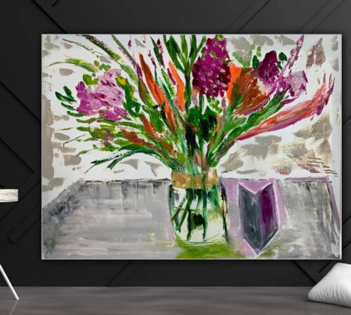 Matisse Style Original Abstract Oil Painting On Canvas 80x60cm Summer Bouquet flowers