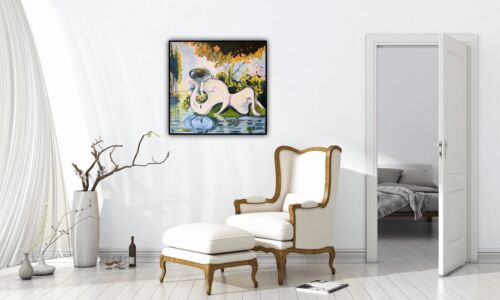 abstract origin Woman Lake Surrealism Oil Painting On Deep 3.8cm Canvas 50X 50cm