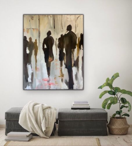 Richter StyLe Abstract Large Oil Painting On Canvas 50 X 40cm Cityscape Walk