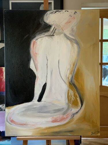 Large Abstract Original Oil Painting On 100x77cm canvas Rest time Nude theme