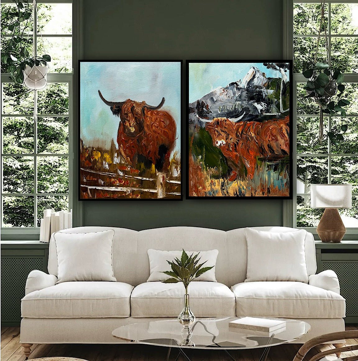 Abstract Original Oil Painting On 30 x 40cm Canvas Aboriginal highland cow ‘Bertie’ animal
