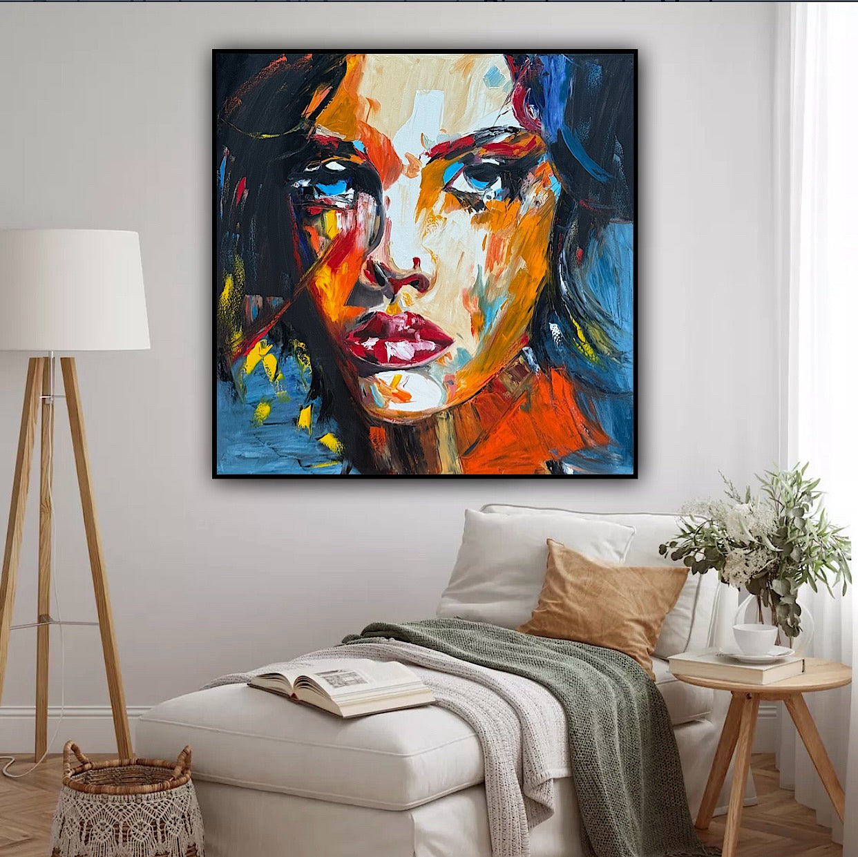 Richter Style Abstract Original Oil Painting On 100 x 100cm canvas Serenity in her eyes portrait