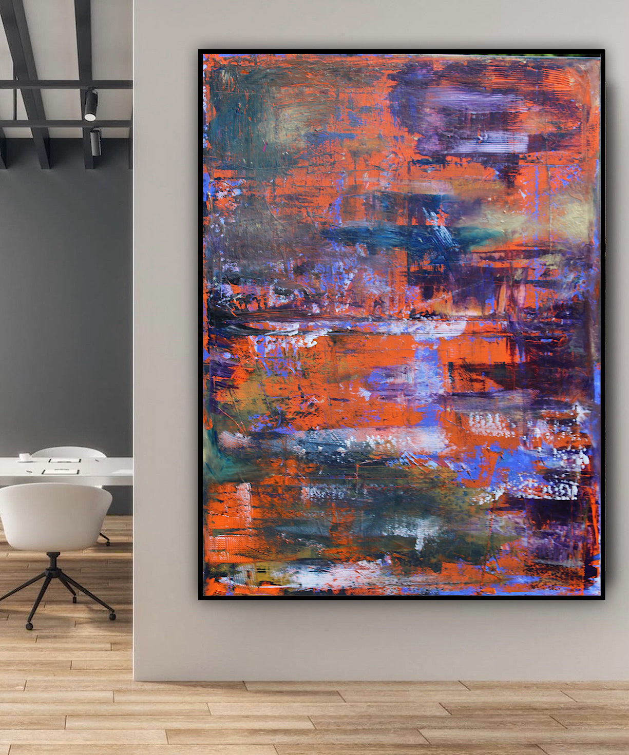 Large Abstract Original Oil Painting On 100x80cm canvas Oka Reflections