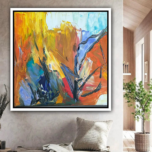 Framed Oka Contemporary Abstract Original Oil Painting serenade of seasons II floral