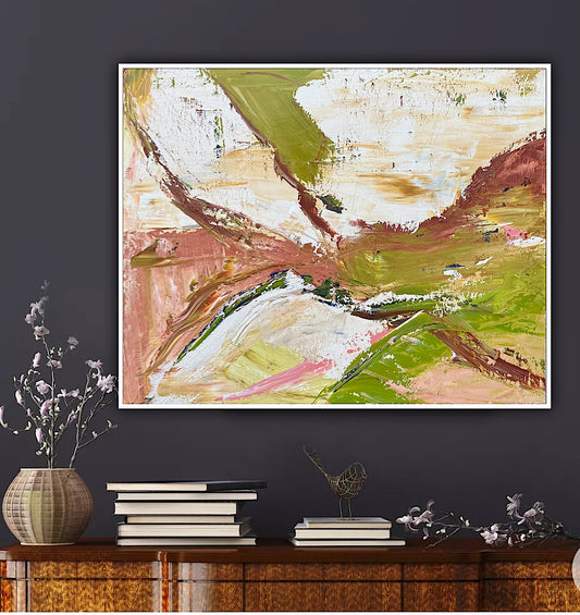 Oka StyLe Abstract original Oil Painting On Canvas 50 X 40cm Lake District textured