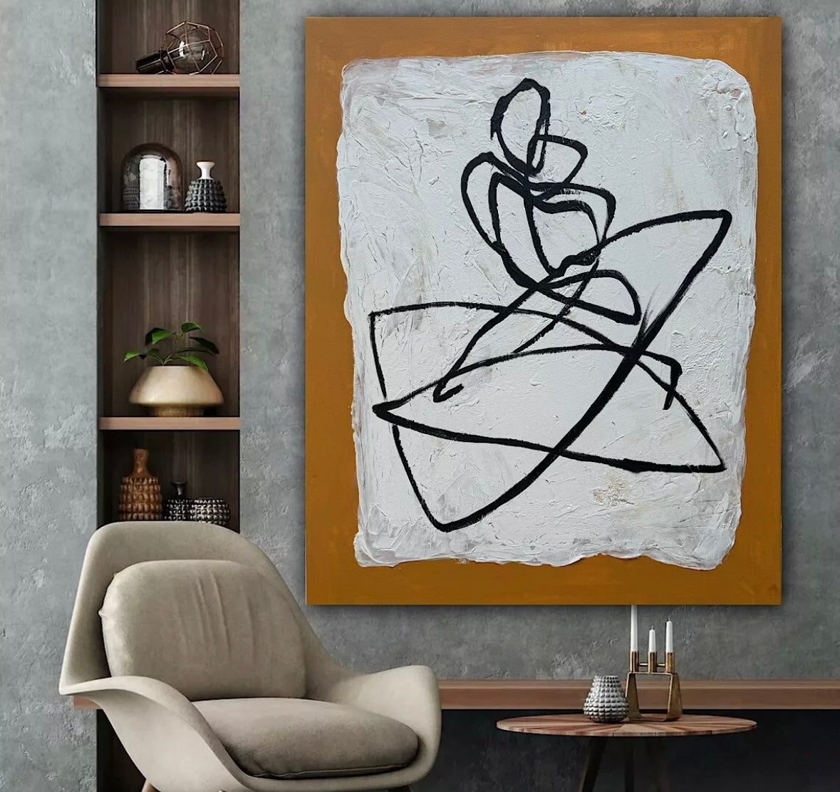 Oka Design Contemporary Abstract Original Oil Painting On 80 x 60cm Canvas Lovers nude