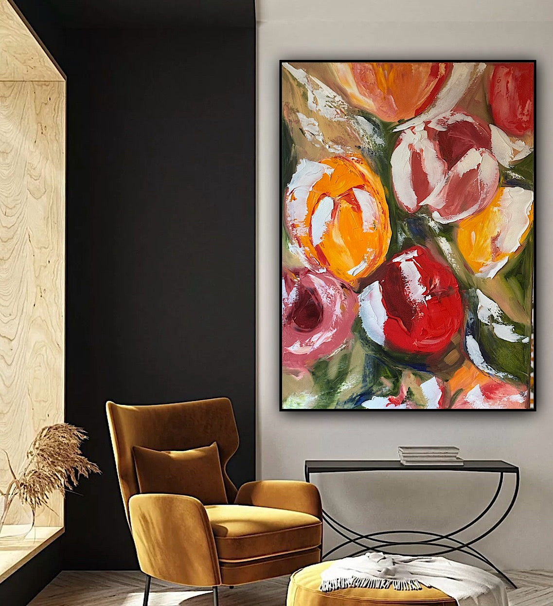 Renoir Style Original Floral Abstract Oil Painting On 70x50cm Canvas Tulips study
