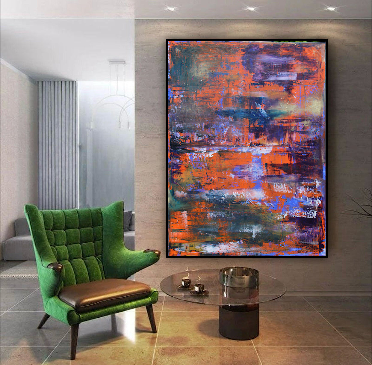 Large Abstract Original Oil Painting On 100x80cm canvas Oka Reflections