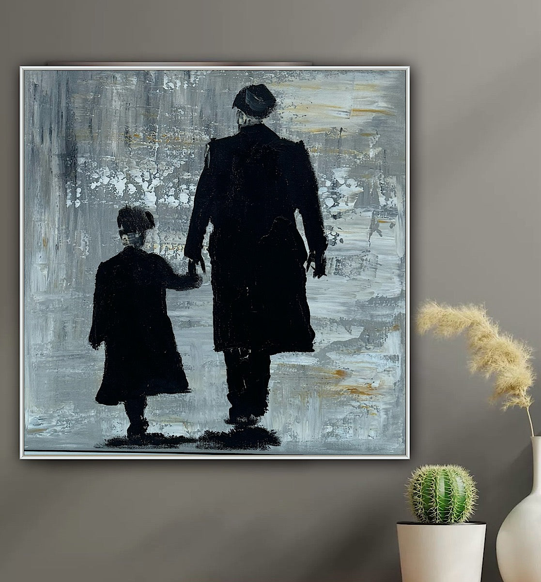 Figurative Modern Abstract contrmporary oil Painting On Canvas 40x40cm Tommy and Charlie Shelby