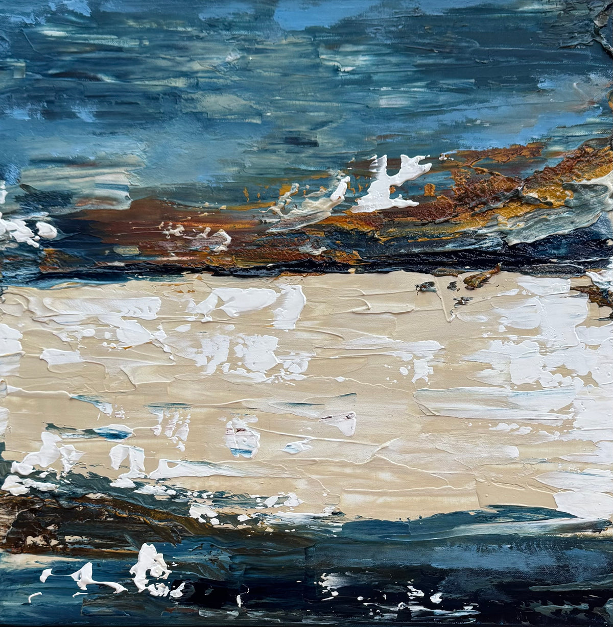 Original Abstract contemporary Oil Painting On Canvas 50x50cm Amalfi Coast Oka
