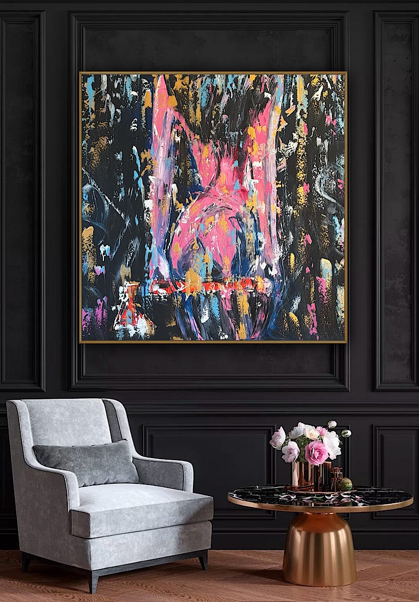 Richter StyLe Abstract Original Oil Painting On Canvas 100x100cm Nude Dancer