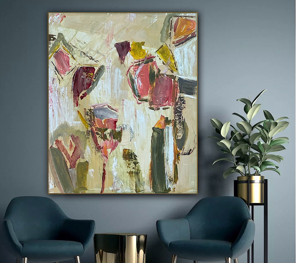 Oka Style Abstract contemporary Oil Painting On Canvas 50 x 60cm Orcia flower