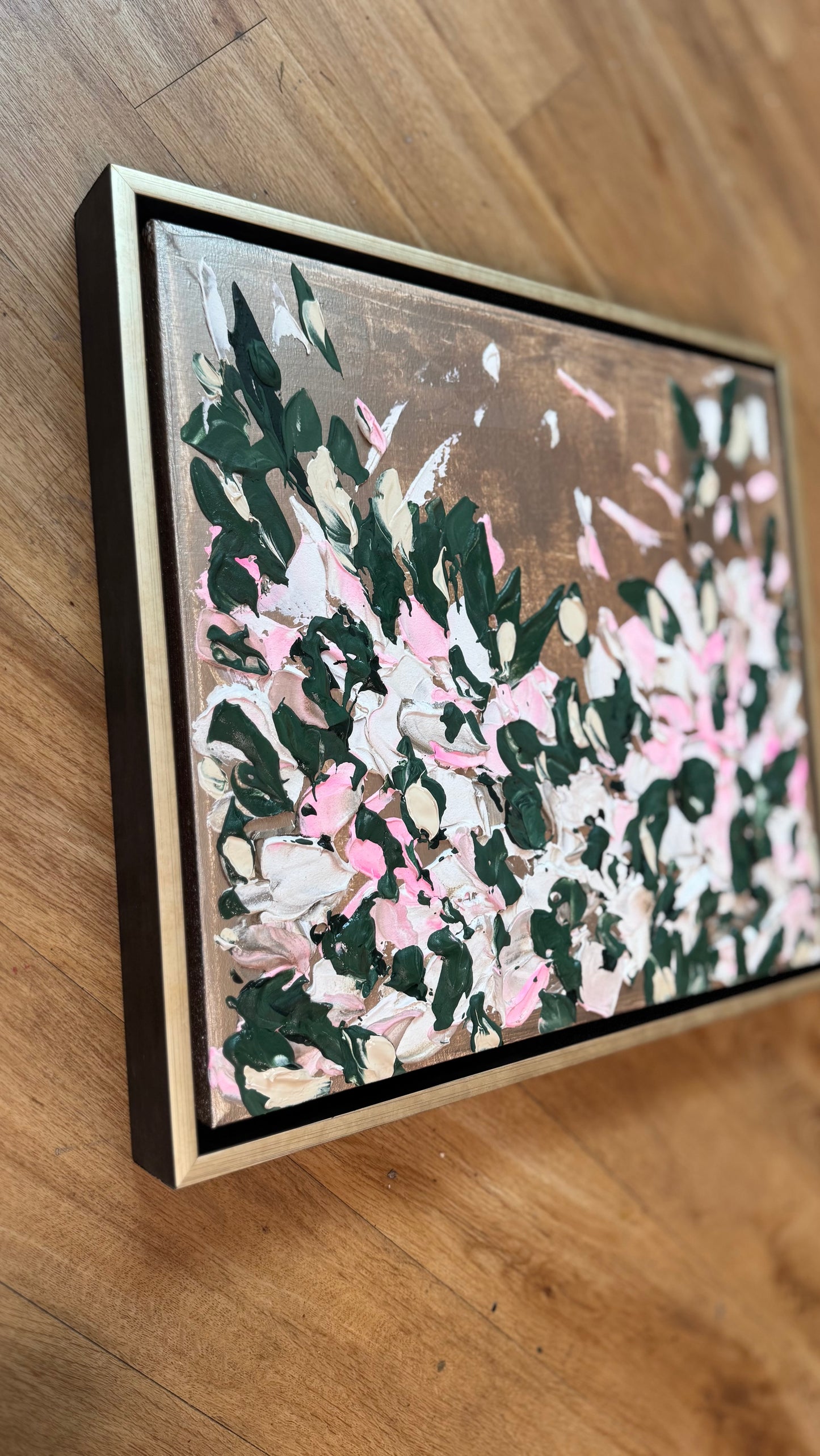 Framed Original Abstract contemporary Oil Painting On Canvas 45x40cm Eden Gardens II Oka