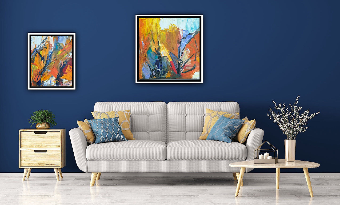 Framed Oka Contemporary Abstract Original Oil Painting serenade of seasons II floral