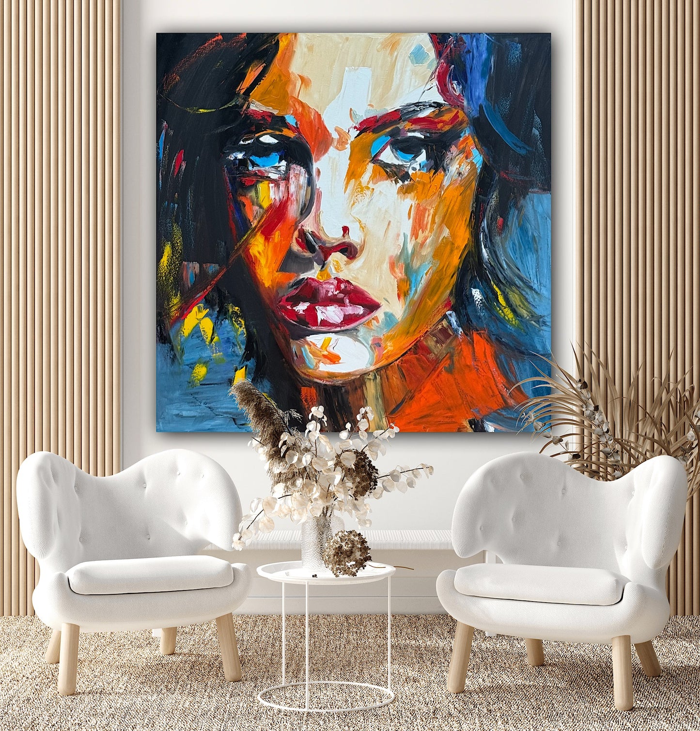Richter Style Abstract Original Oil Painting On 100 x 100cm canvas Serenity in her eyes portrait