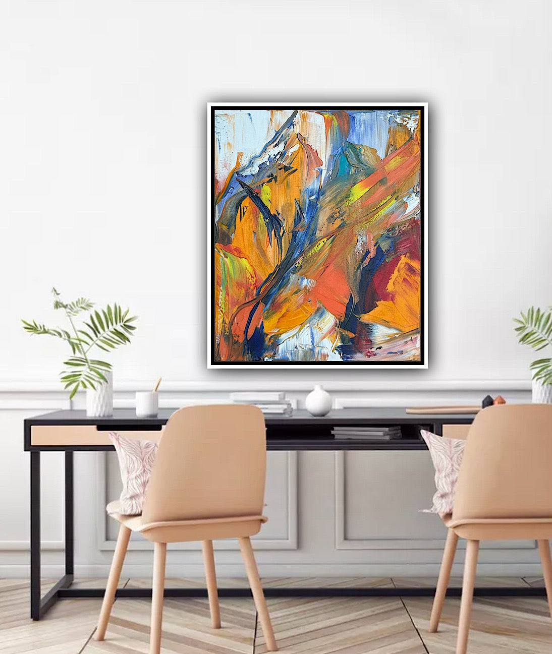 Framed Oka Contemporary Abstract Original Oil Painting serenade of seasons floral