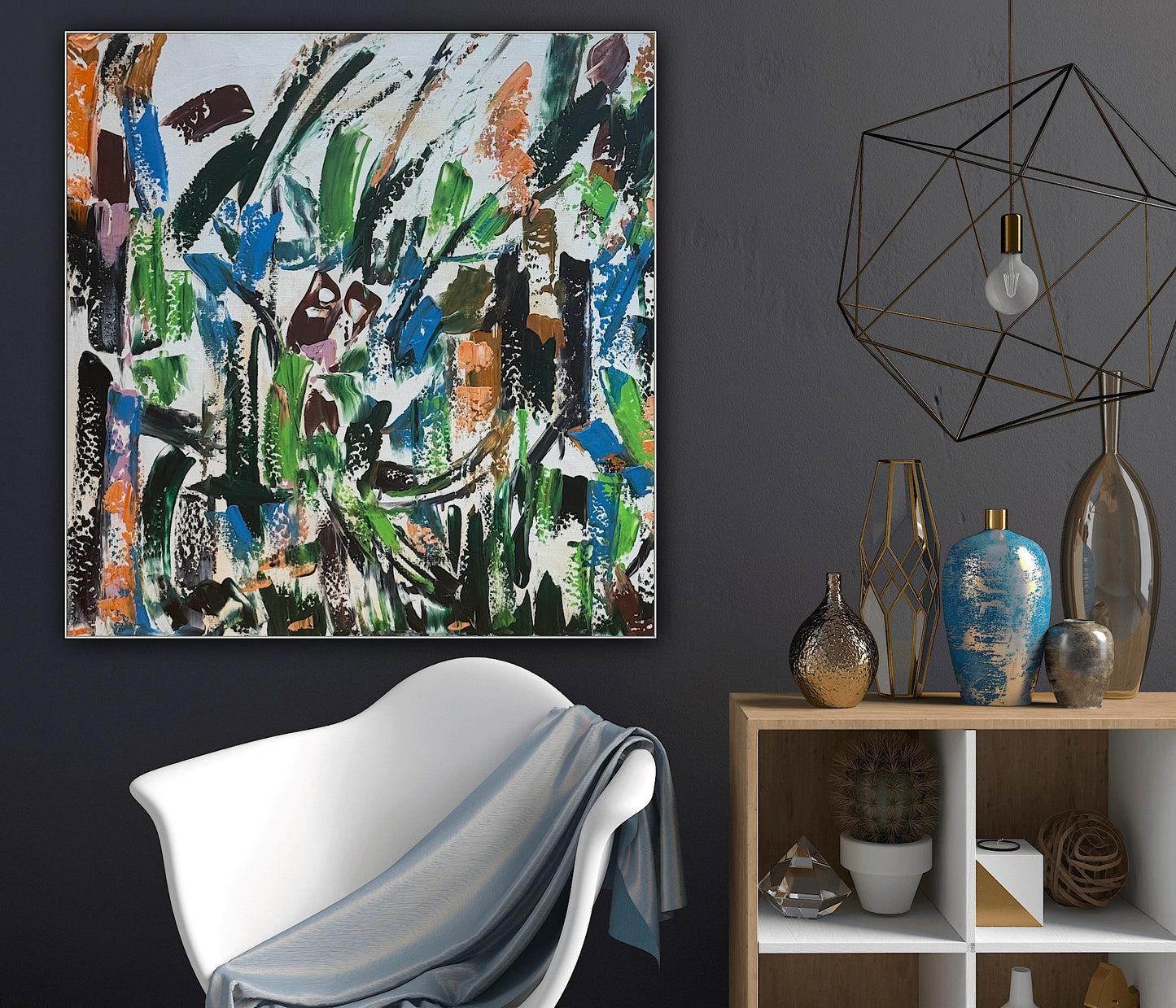 Oka Contemporary Abstract Original Oil Painting 80x80cm Whispers Of The Wind floral
