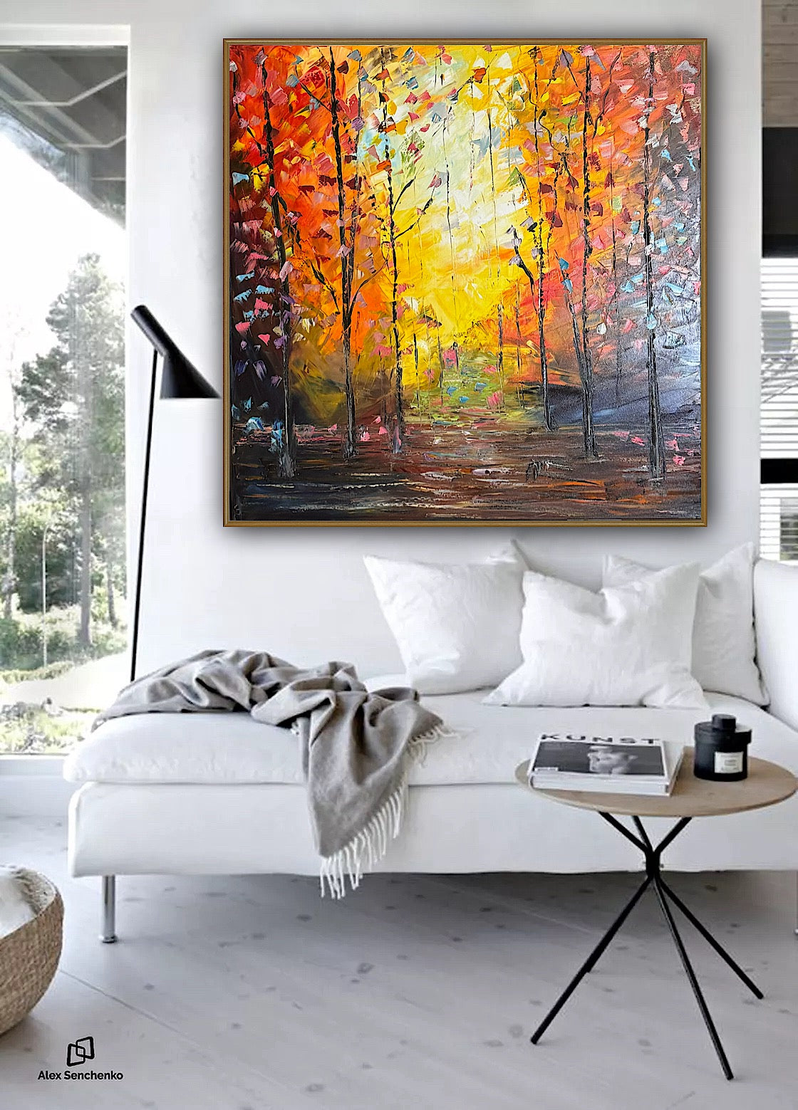 Oka Contemporary Abstract Original Oil Painting 100 x100cm Autumn Forest floral