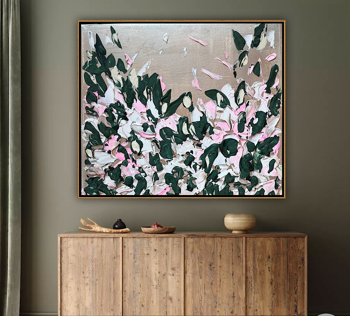 Framed Original Abstract contemporary Oil Painting On Canvas 45x40cm Eden Gardens II Oka