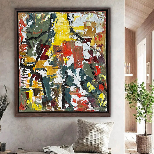 Framed Original Abstract contemporary Oil Painting On Canvas 47x53cm Summer in Venice Oka