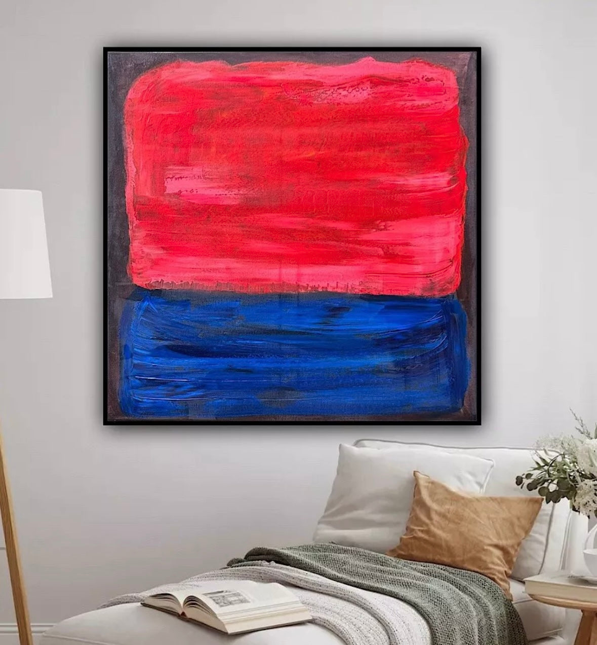 Oka Rothko Design Contemporary Abstract Original Oil Painting On 80x80cm Canvas Indigo