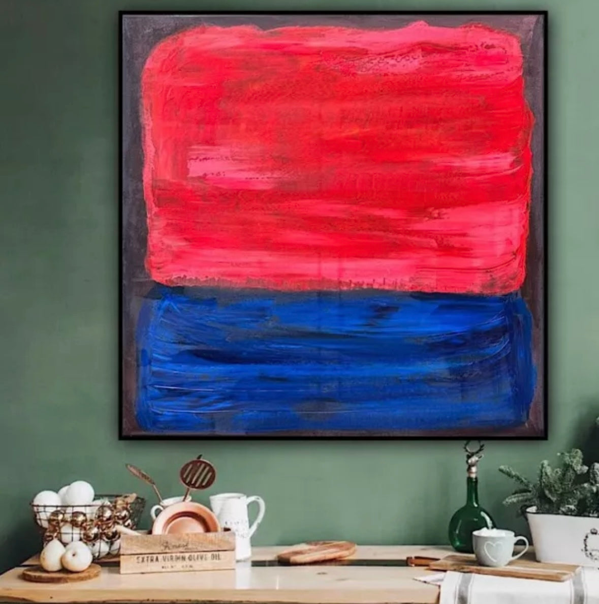Oka Rothko Design Contemporary Abstract Original Oil Painting On 80x80cm Canvas Indigo